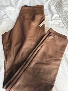 Brown Faux Leather Leggings - NWT
